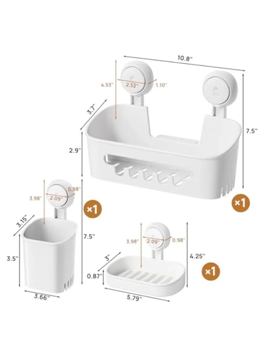 Shower Caddy Suction Organizer Bathroom Shelf No Drill Soap Toothbrush